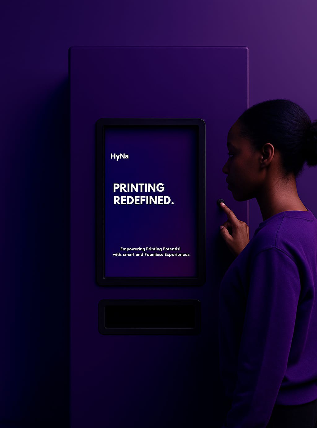 Pressing print on kiosk